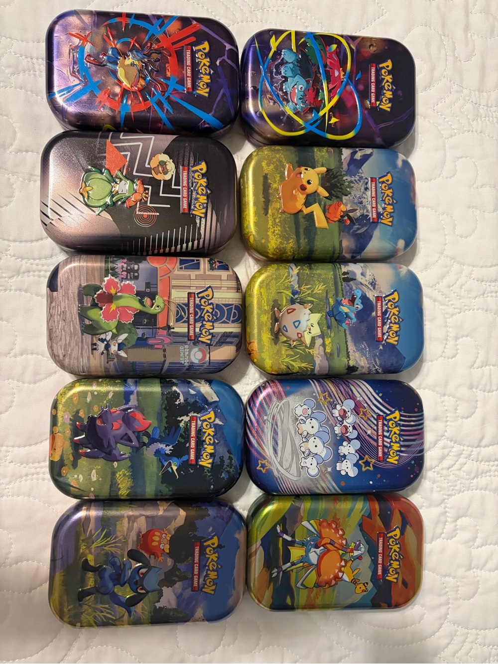 Pokémon Themed Collectible EMPTY Mini Tins- set of 10 Multicolor Deck Storage